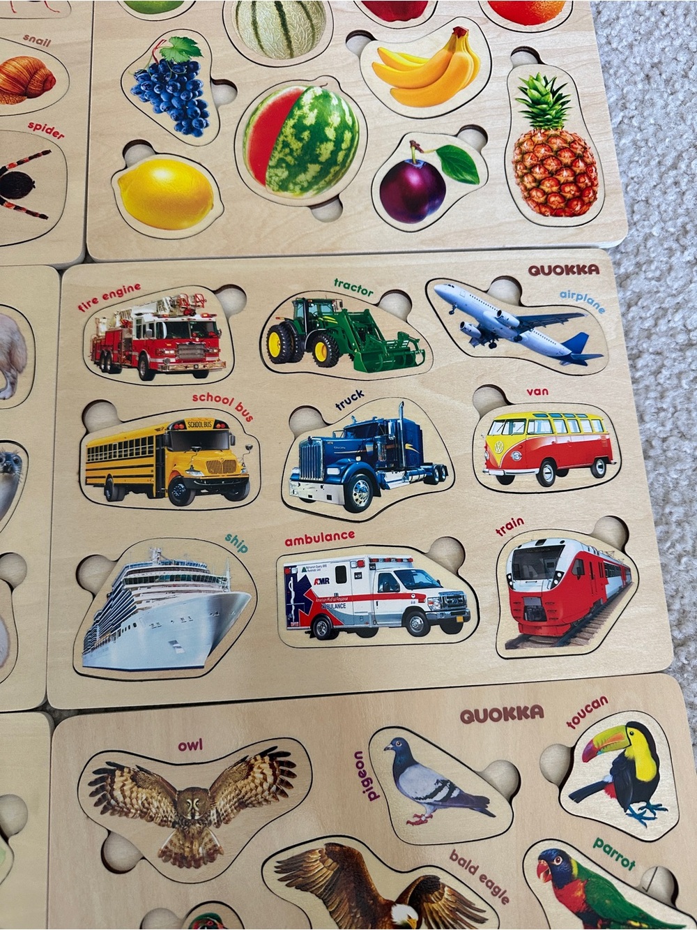 Wooden Toddler Puzzle Set – Animals, Fruits, Vehicles & More | Montessori Learni - Picture 3 of 10